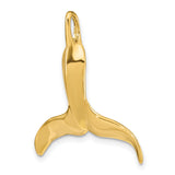 14k Yellow Gold Whale Tail Pendant, Nautical Ocean Charm, Boho Coastal Theme Jewelry
