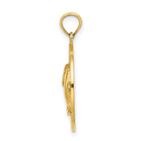 14k Yellow Gold Dolphin Heart Pendant with Beaufort SC Engraving, Coastal Marine Life Charm
