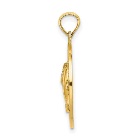 14k Yellow Gold Dolphin Heart Pendant with Beaufort SC Engraving, Coastal Marine Life Charm
