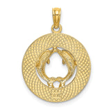 14k Yellow Gold Dolphin Heart Pendant with Beaufort SC Engraving, Coastal Marine Life Charm