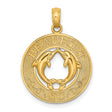 14k Yellow Gold Dolphin Heart Pendant with Beaufort SC Engraving, Coastal Marine Life Charm