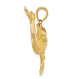 14k Yellow Gold Dolphin Pendant with Twin Intertwined Dolphins, Nautical Ocean Theme