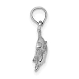 14k White Gold Dolphin Pendant with Flowing Two-Dolphin Design, Nautical Ocean Theme Jewelry