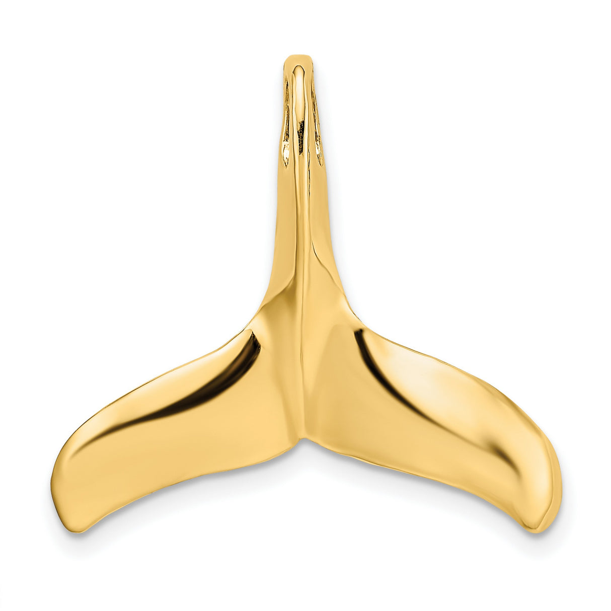 14k Yellow Gold Whale Tail Pendant, Nautical Ocean Charm for Men or Women