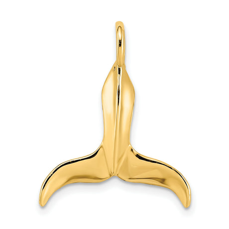 14k Yellow Gold Whale Tail Pendant, Ocean-Inspired Marine Charm for Women or Unisex
