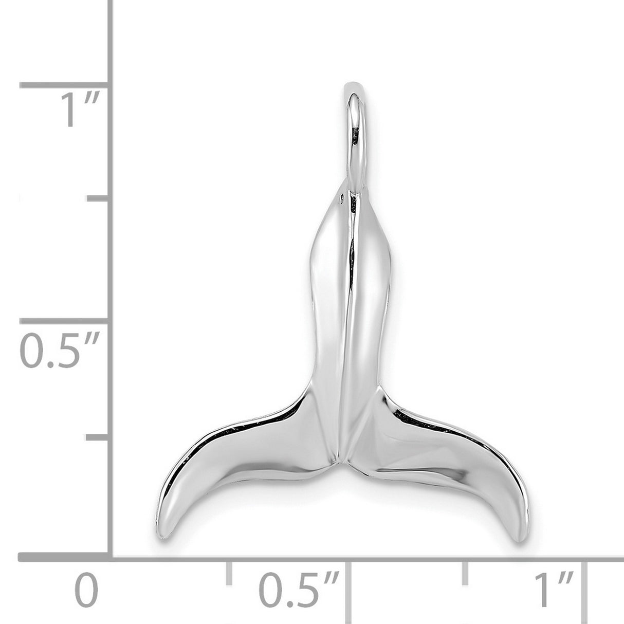 14k White Gold Whale Tail Pendant, Polished Nautical Symbol of Freedom and Strength