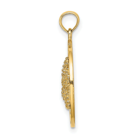 14k Yellow Gold Pendant, Textured Starfish Fort Myers Beach Florida Design, Nautical Sea Life Theme