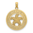 14k Yellow Gold Pendant, Textured Starfish Fort Myers Beach Florida Design, Nautical Sea Life Theme