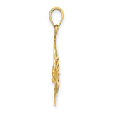 14k Yellow Gold Angelfish Pendant with Openwork Design, Minimalist Ocean Theme Charm for Women