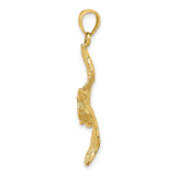 14k Yellow Gold Pelican Pendant with Flying Bird Design, Coastal Wildlife Charm