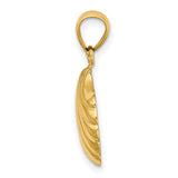 14k Yellow Gold Scallop Shell Pendant, Religious Symbolic Charm for Women