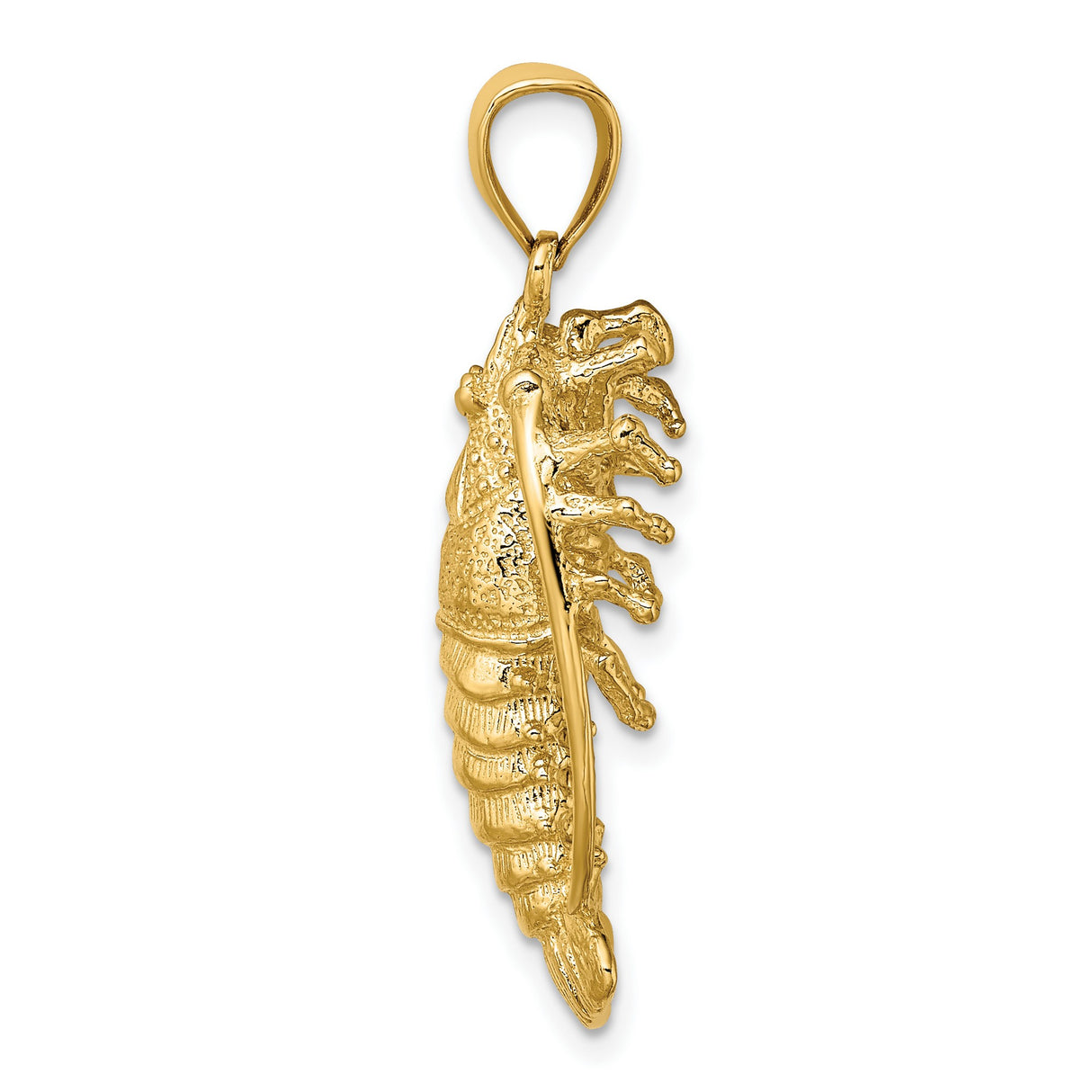 14k Yellow Gold Lobster Pendant, Detailed Nautical Crustacean Design for Men or Unisex