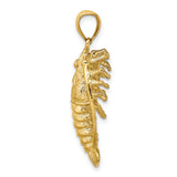 14k Yellow Gold Lobster Pendant, Detailed Nautical Crustacean Design for Men or Unisex