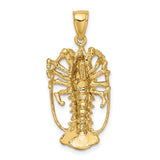14k Yellow Gold Lobster Pendant, Detailed Nautical Crustacean Design for Men or Unisex