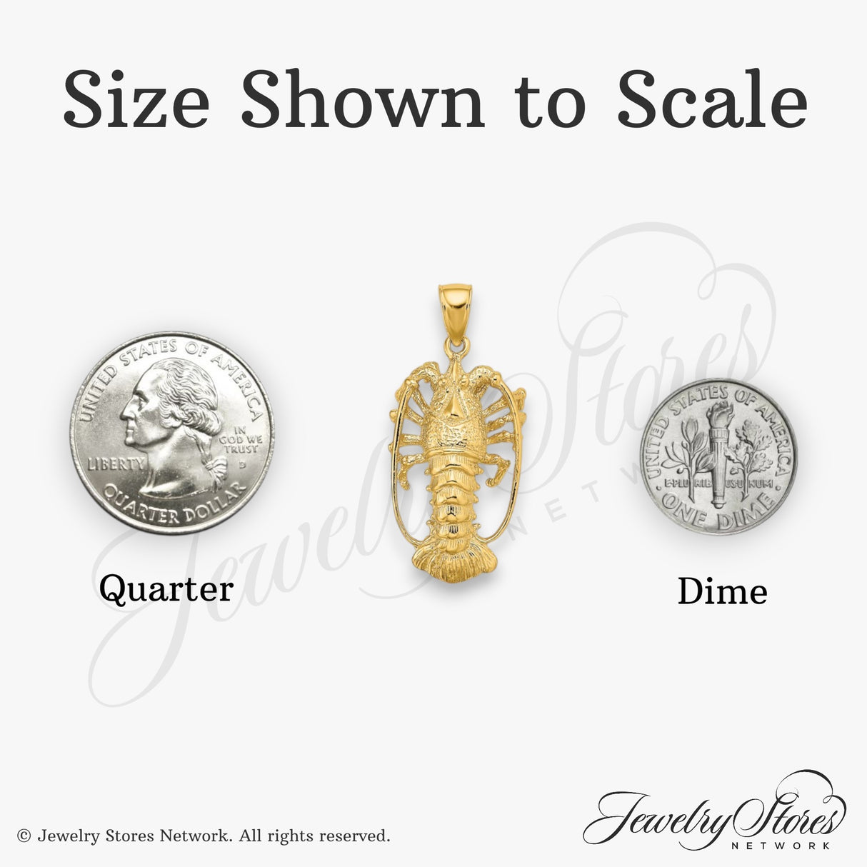 14k Yellow Gold Lobster Pendant, Detailed Nautical Crustacean Design for Men or Unisex