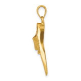 14k Yellow Gold Scuba Diving Fin Pendant, Nautical Charm for Ocean Adventure Lovers