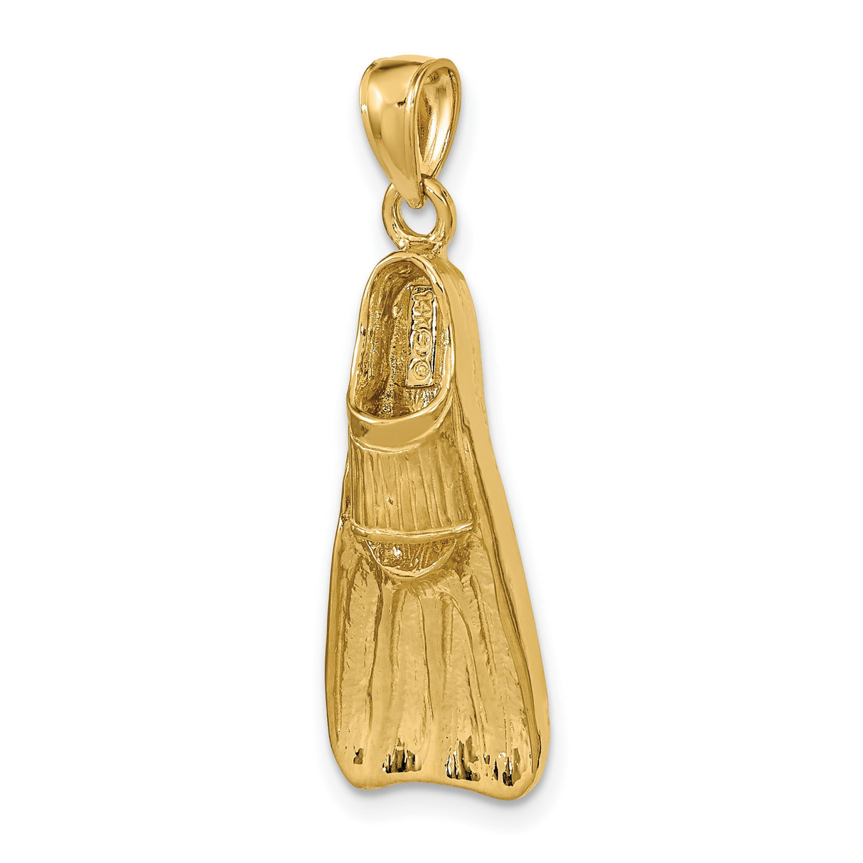 14k Yellow Gold Scuba Diving Fin Pendant, Nautical Charm for Ocean Adventure Lovers