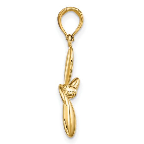 14k Yellow Gold Flower Pendant with Rounded Petals, Polished Minimalist Floral Design