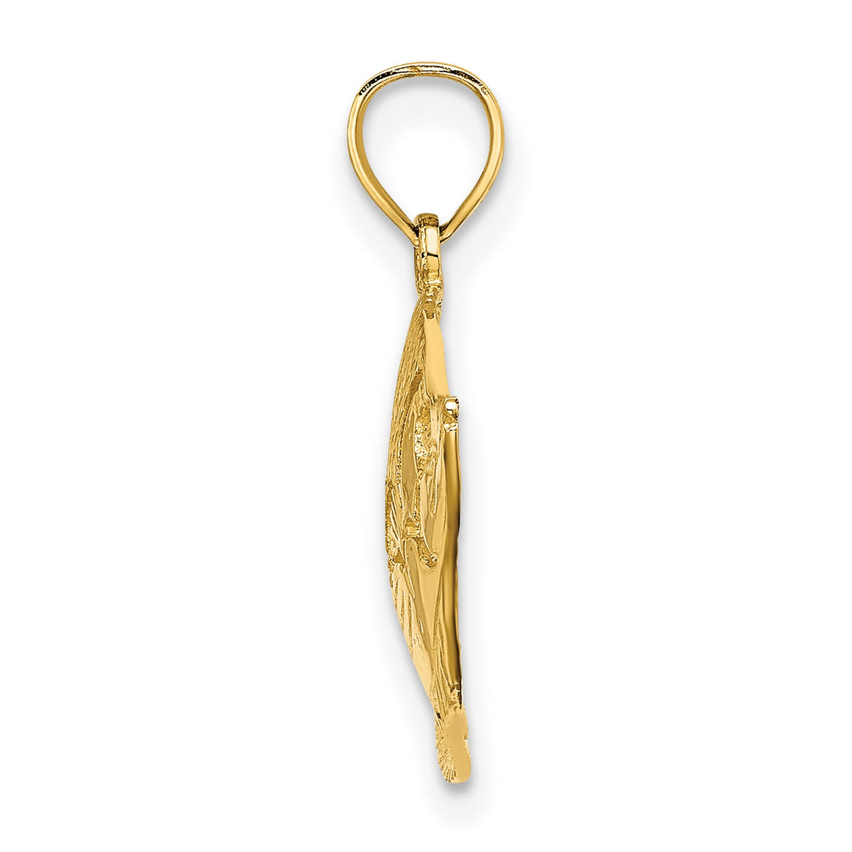14k Yellow Gold Angelfish Pendant with Openwork Design, Nautical Tropical Fish Charm