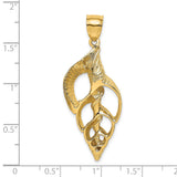 14k Yellow Gold Conch Shell Pendant, Textured and Polished Nautical Sea Shell Design