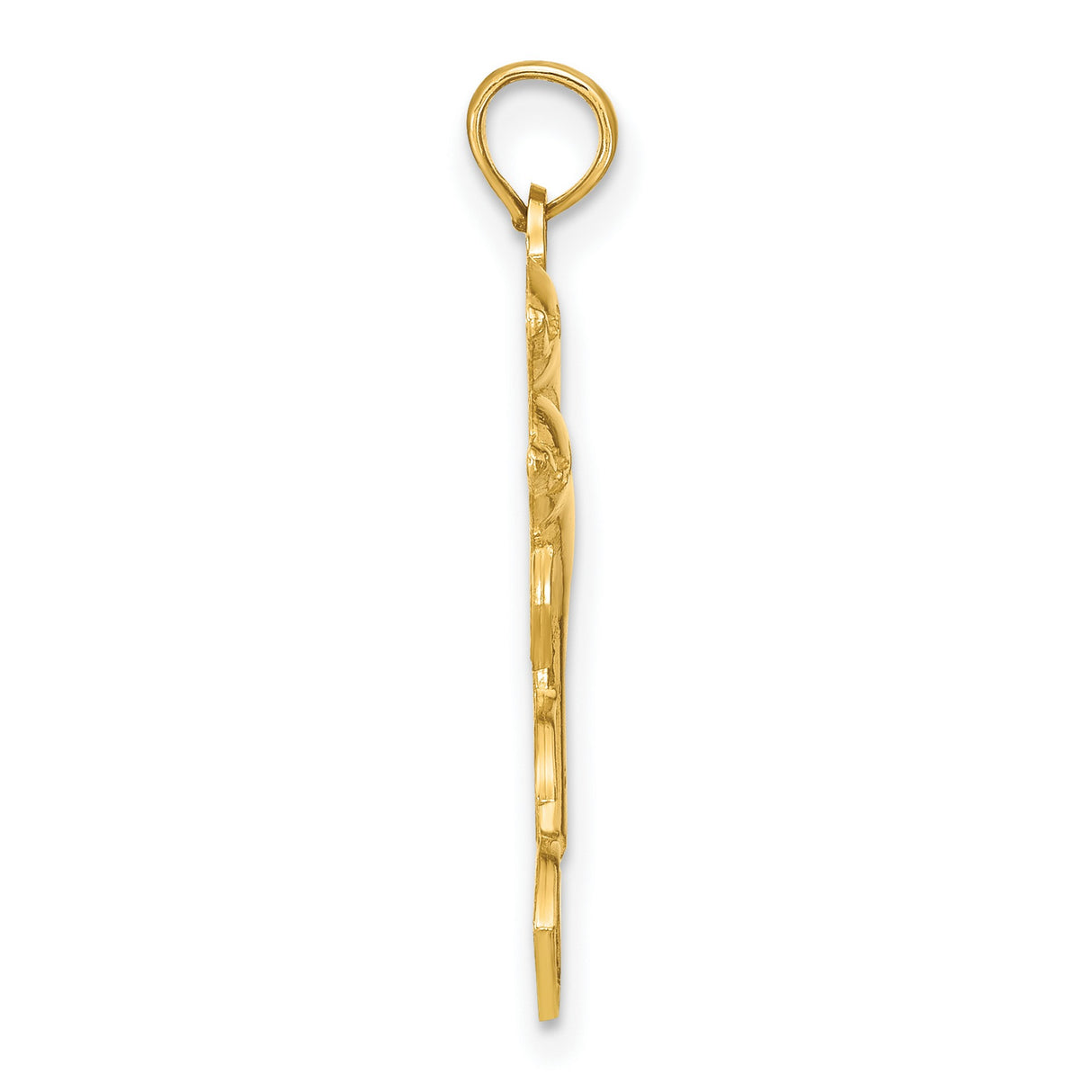 14k Yellow Gold Dolphin Pendant with Two Jumping Dolphins, Ocean Animal Charm