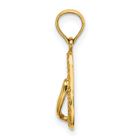 14k Yellow Gold Flip Flop Sandal Pendant, Coastal Vacation Style Charm for Women or Unisex Wear