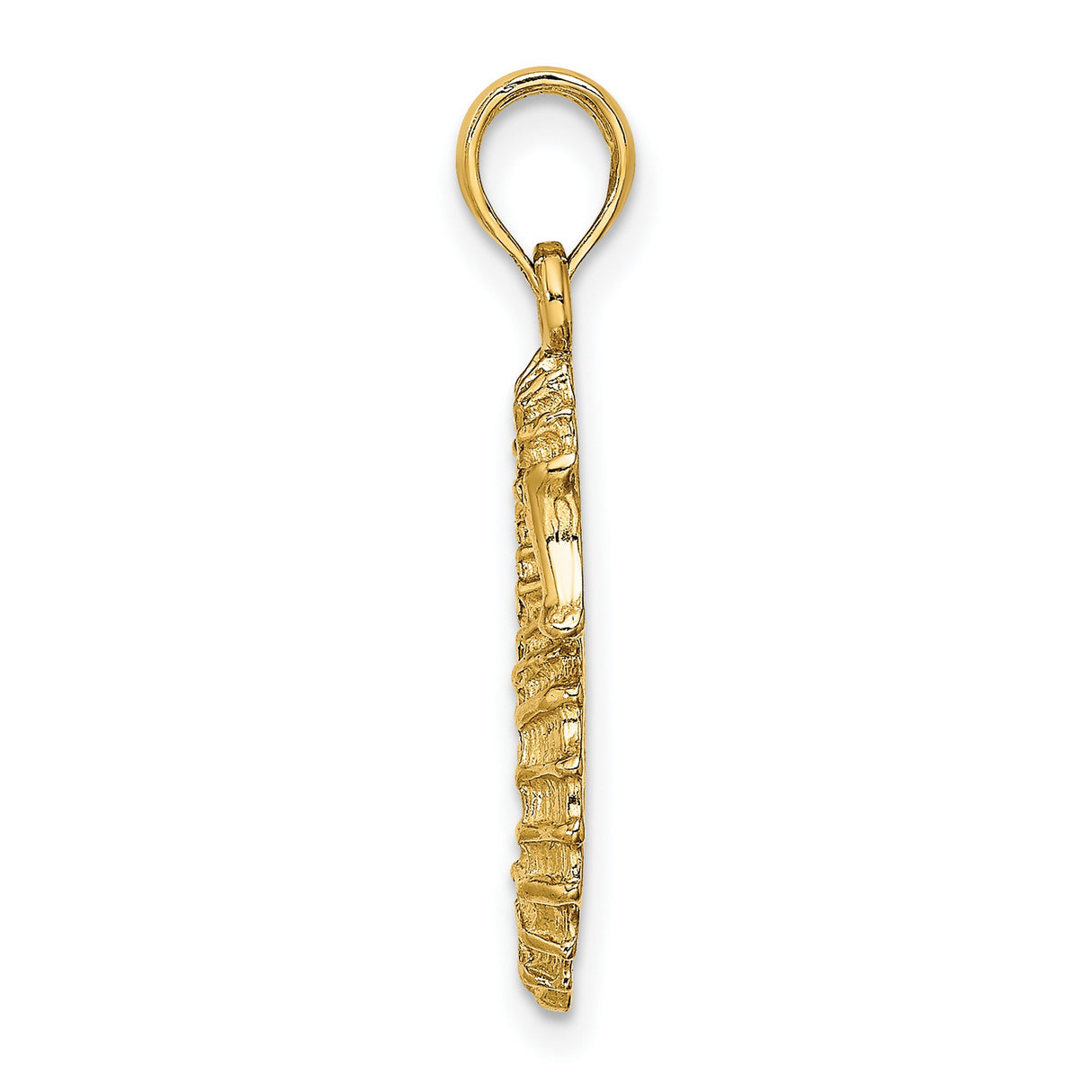 14k Yellow Gold Seahorse Pendant, Textured Nautical Design, Ocean-Inspired Coastal Style