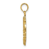 14k Yellow Gold Seahorse Pendant, Textured Nautical Design, Ocean-Inspired Coastal Style
