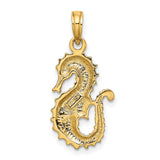 14k Yellow Gold Seahorse Pendant, Textured Nautical Design, Ocean-Inspired Coastal Style