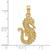 14k Yellow Gold Seahorse Pendant, Textured Nautical Design, Ocean-Inspired Coastal Style