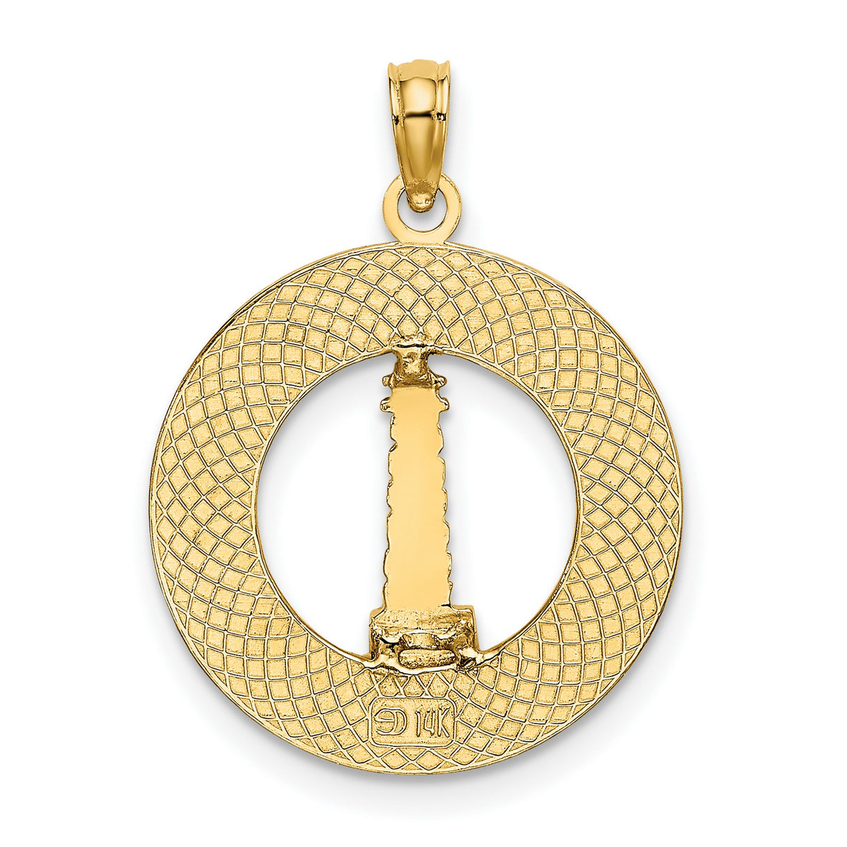 14k Yellow Gold Lighthouse Pendant with Coastal Design, Nautical Maritime Charm