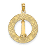 14k Yellow Gold Lighthouse Pendant with Coastal Design, Nautical Maritime Charm
