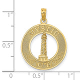 14k Yellow Gold Lighthouse Pendant with Coastal Design, Nautical Maritime Charm