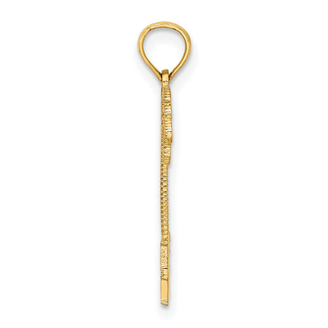 14k Yellow Gold Palm Tree Pendant, Tropical Vacation Charm, South Beach Miami Jewelry