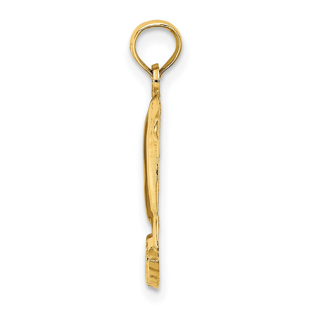 14k Yellow Gold Dolphin Pendant, Two Dolphins Forming Circle with Jamaica Word, Ocean Theme Charm