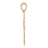 14k Yellow Gold Pelican Pendant with Bird on Branch in Ornate Circle Frame