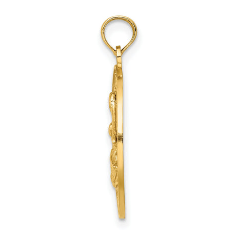 14k Yellow Gold Pendant, Pelican on Piling Design, Lauderdale by the Sea Coastal Theme