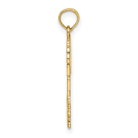 14k Yellow Gold Palm Tree Pendant with Turks and Caicos Engraving, Tropical Island Charm