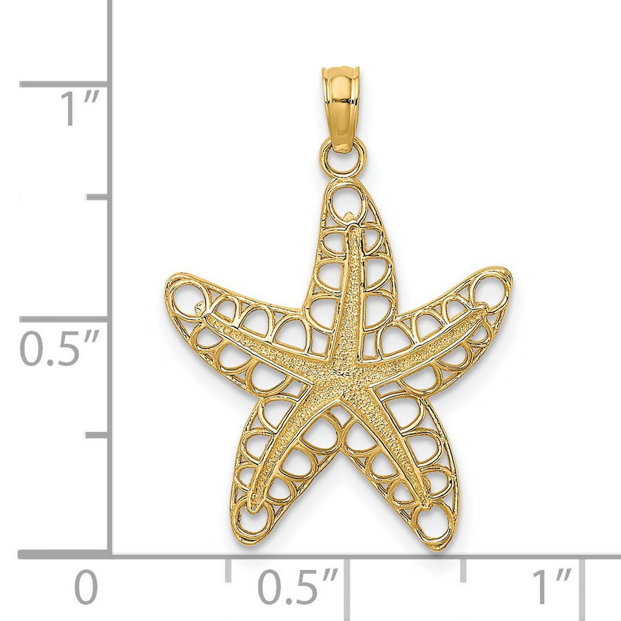 14k Yellow Gold Starfish Pendant with Filigree Openwork Design, Nautical Ocean Charm