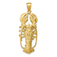 14k Yellow Gold Lobster Pendant with Detailed Claws and 3D Shell, Nautical Marine Life Charm