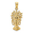 14k Yellow Gold Lobster Pendant, Nautical Marine Theme Charm for Unisex Wear
