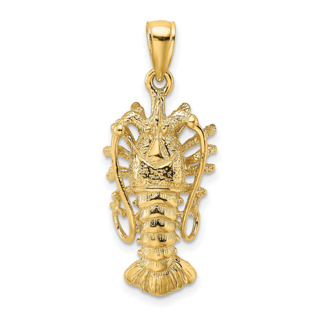 14k Yellow Gold Lobster Pendant, Nautical Marine Theme Charm for Unisex Wear