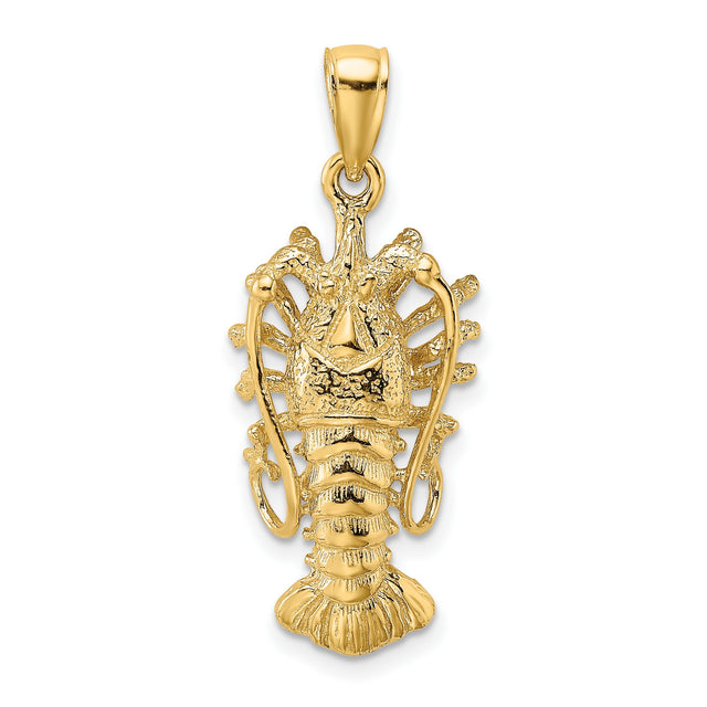14k Yellow Gold Lobster Pendant, Nautical Marine Theme Charm for Unisex Wear