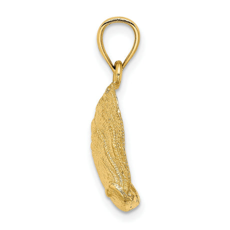 14k Yellow Gold Pendant with Abalone Shell, Textured Nautical Design for Women
