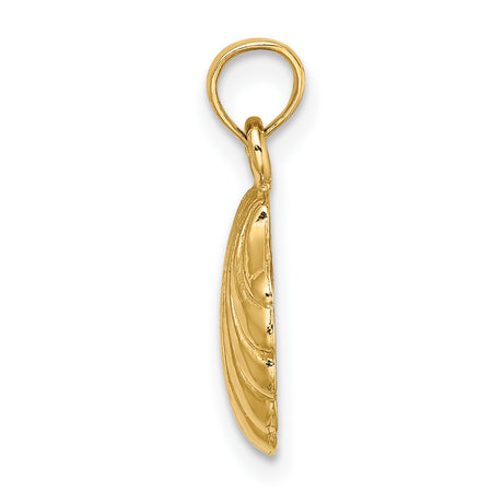 14k Yellow Gold Scallop Shell Pendant, Camino de Santiago Inspired Religious Jewelry for Women
