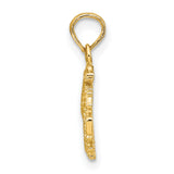 14k Yellow Gold Seahorse Pendant with Coral Branch Detail, Nautical Marine Life Charm