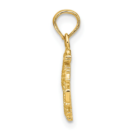 14k Yellow Gold Seahorse Pendant with Coral Branch Detail, Nautical Marine Life Charm