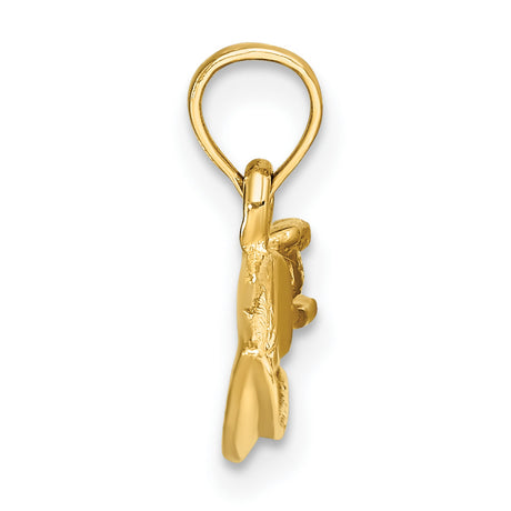 14k Yellow Gold Speedboat Pendant, Detailed Motorboat Charm, Nautical Marine Jewelry
