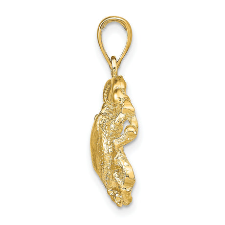 14k Yellow Gold Crab Pendant, Cancer Zodiac Symbol, Nautical Beach Style Charm for Women or Unisex