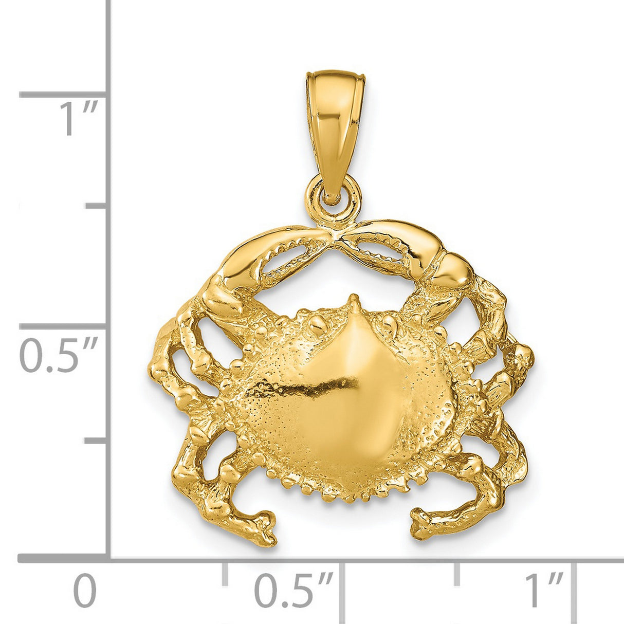 14k Yellow Gold Crab Pendant, Cancer Zodiac Symbol, Nautical Beach Style Charm for Women or Unisex